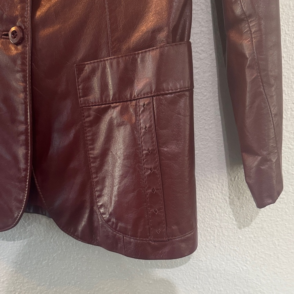 Vintage Etienne Aigner Deep Red Leather Jacket - Picture 4 of 6